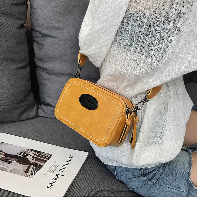 Vintage Printing Wide Strap Crossbody Bags Women Designer Luxury Pu Leather Lady Shoulder Messenger Bag Small Flap Square Female
