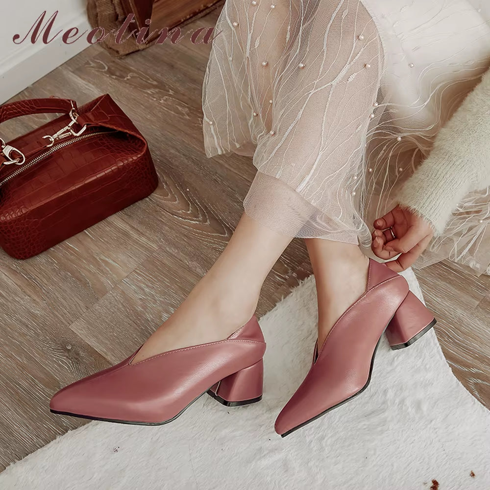 High Heels Women Pumps Fashion Square High Heels Mules Shoes Pointed Toe Office Ladies Shoes Spring New Large Size 33-46