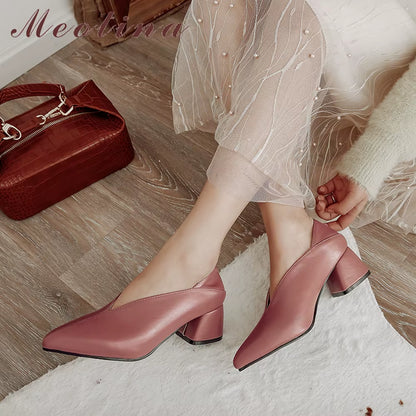High Heels Women Pumps Fashion Square High Heels Mules Shoes Pointed Toe Office Ladies Shoes Spring New Large Size 33-46
