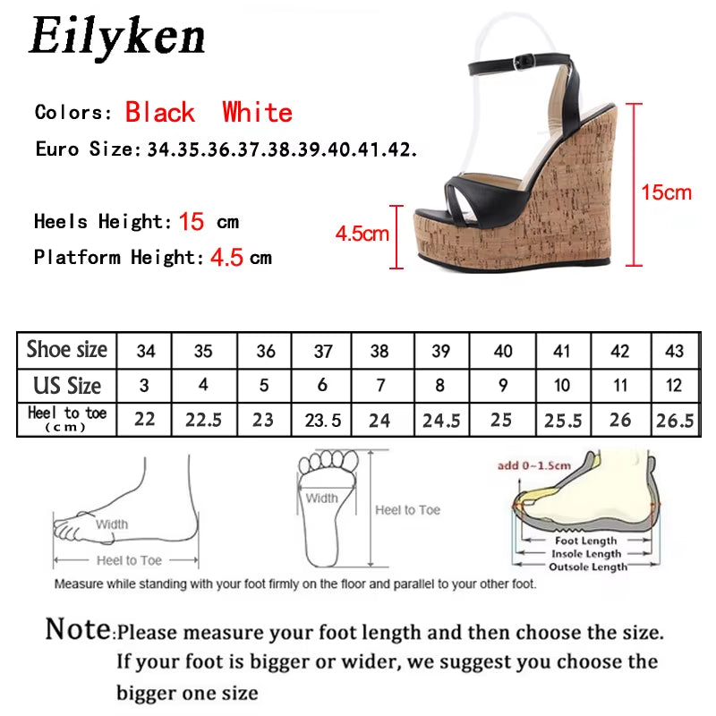 Summer White Women'S High Heels Hollow Out Sandals Platform Buckle Wedges Front Open Toe Ladies Shoes Size 35-42