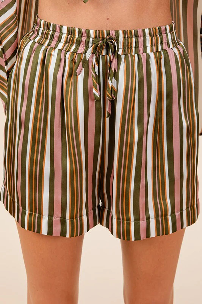 Mittoshop Drawstring Striped Satin Shorts