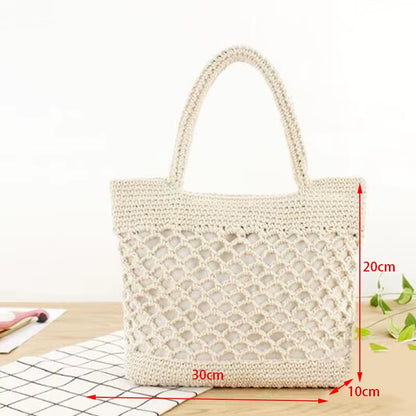 Summer Straw Bag for Women Woven Handmade Handbag Large Capacity Lady Tote Vacation Beach Bag Rattan Shoulder Bag Bolsa