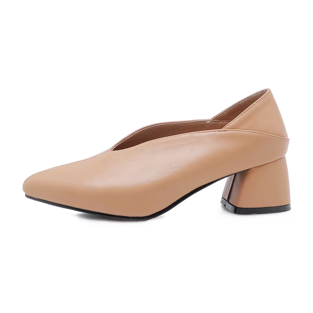 High Heels Women Pumps Fashion Square High Heels Mules Shoes Pointed Toe Office Ladies Shoes Spring New Large Size 33-46