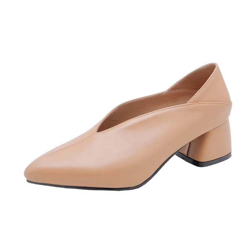 High Heels Women Pumps Fashion Square High Heels Mules Shoes Pointed Toe Office Ladies Shoes Spring New Large Size 33-46