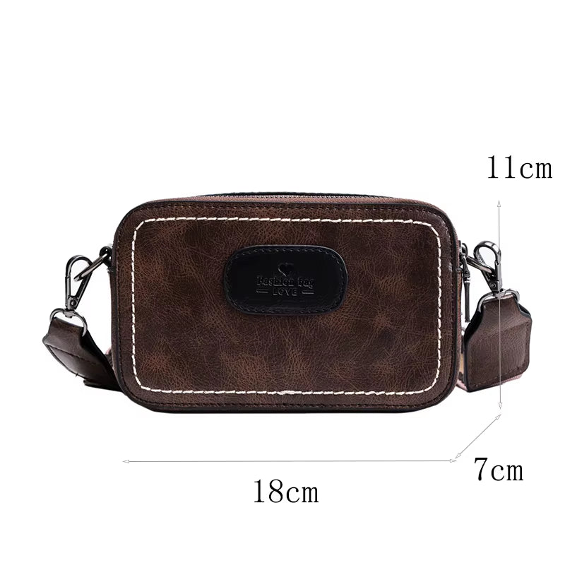 Vintage Printing Wide Strap Crossbody Bags Women Designer Luxury Pu Leather Lady Shoulder Messenger Bag Small Flap Square Female
