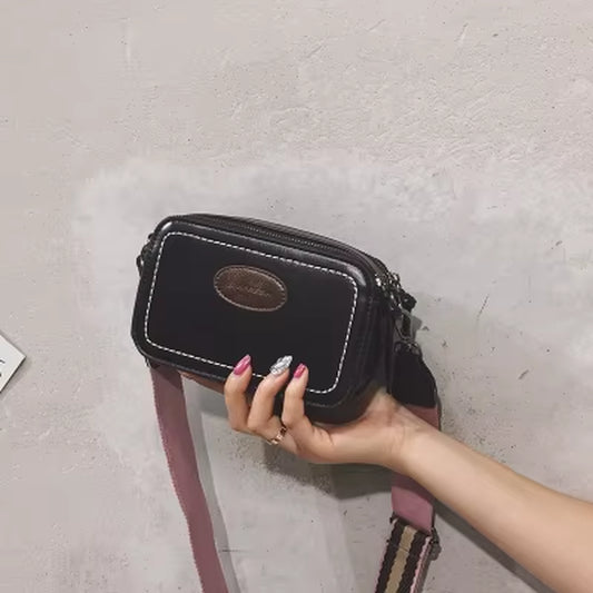 Vintage Printing Wide Strap Crossbody Bags Women Designer Luxury Pu Leather Lady Shoulder Messenger Bag Small Flap Square Female