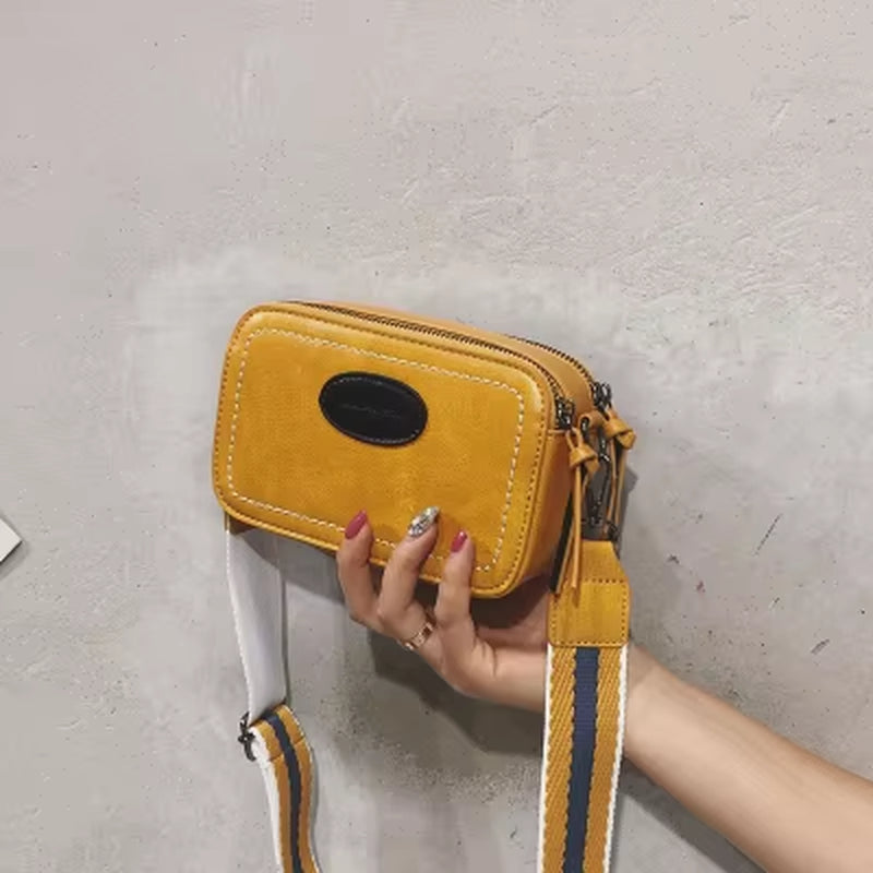 Vintage Printing Wide Strap Crossbody Bags Women Designer Luxury Pu Leather Lady Shoulder Messenger Bag Small Flap Square Female