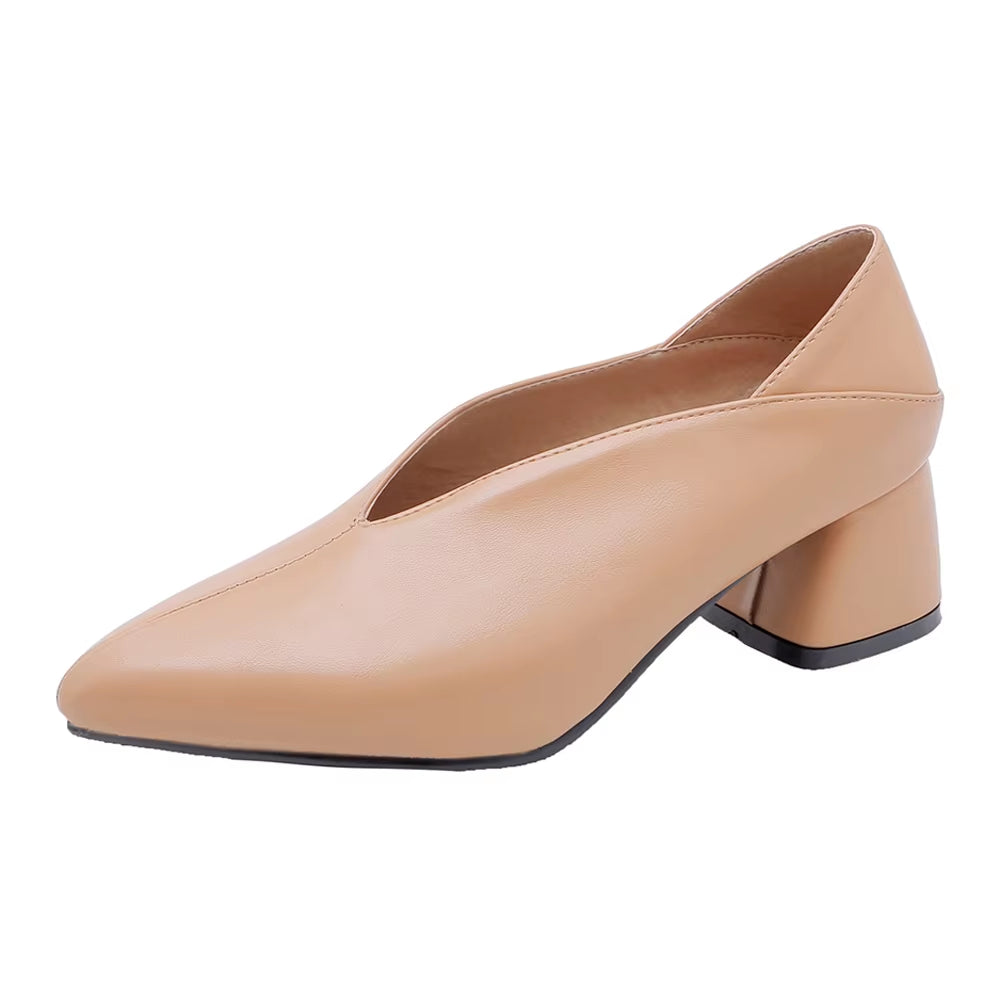 High Heels Women Pumps Fashion Square High Heels Mules Shoes Pointed Toe Office Ladies Shoes Spring New Large Size 33-46