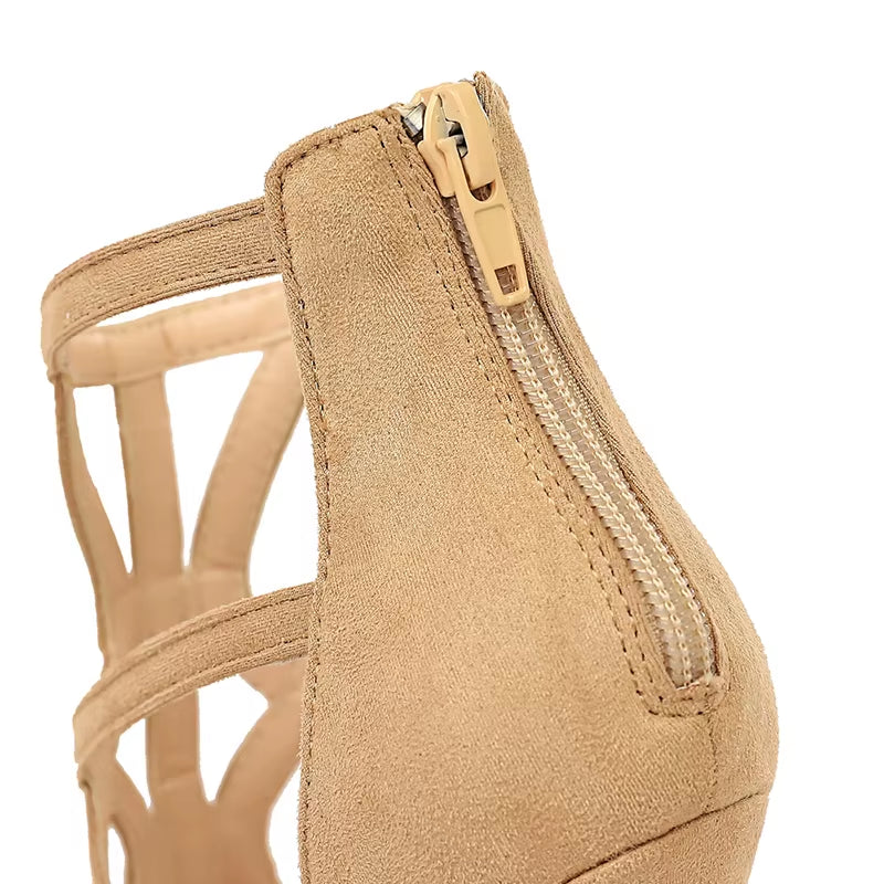 2023 Summer Women Designer 11Cm Fetish High Heels Roman Sandals Flock Yellow Blue Heels Peep Toe Sandals Lady Nightclub Shoes