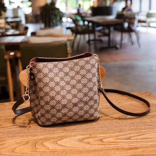 Shoulder Bag for Women 2023 New Luxury with Crossbody Sling Chain Strap Plaid Mahjong Designer Brand Pu Leather Vintage Handbags