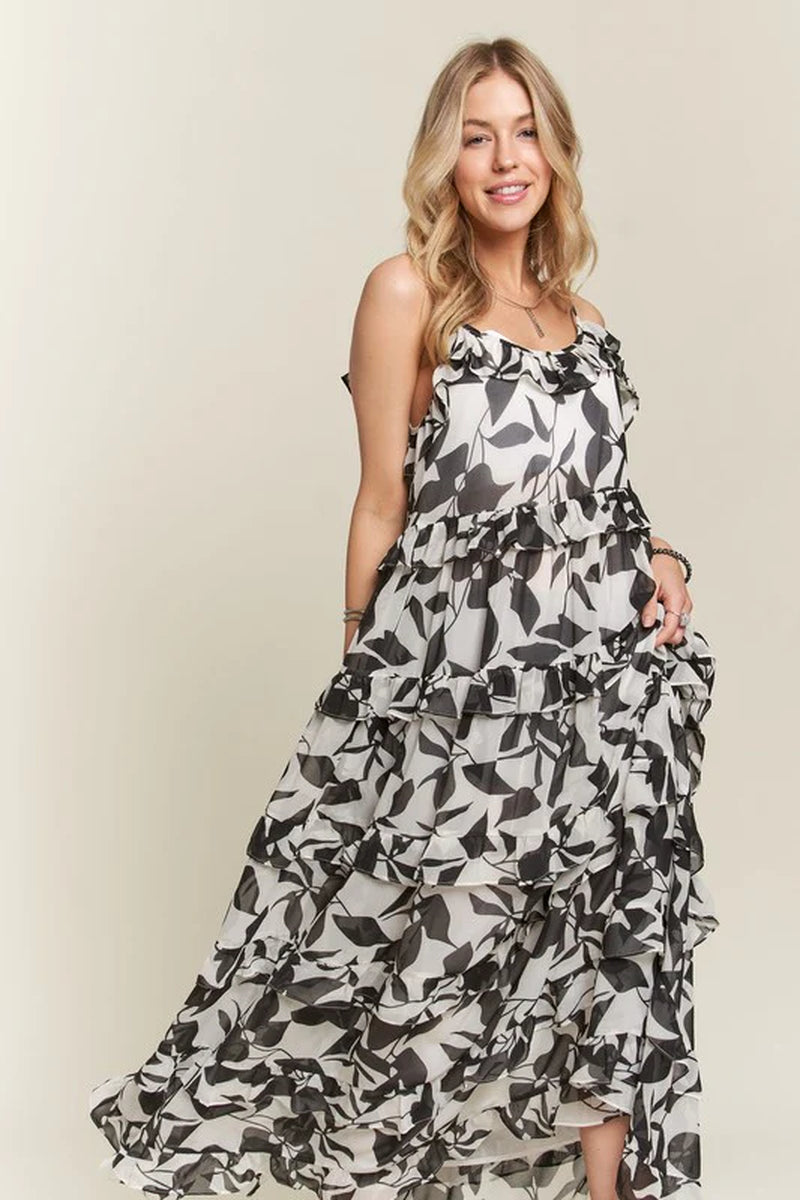 ADORA Ruffled Tiered Scoop Neck Cami Dress