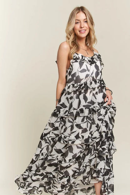 ADORA Ruffled Tiered Scoop Neck Cami Dress