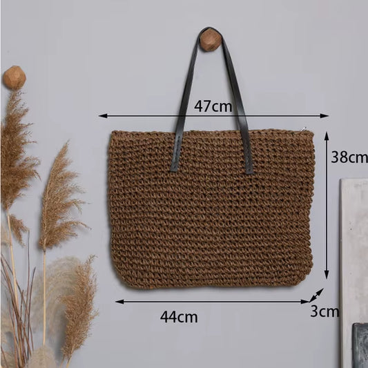 Summer Straw Bag for Women Woven Handmade Handbag Large Capacity Lady Tote Vacation Beach Bag Rattan Shoulder Bag Bolsa