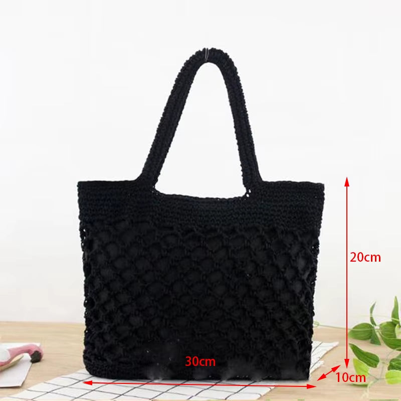 Summer Straw Bag for Women Woven Handmade Handbag Large Capacity Lady Tote Vacation Beach Bag Rattan Shoulder Bag Bolsa